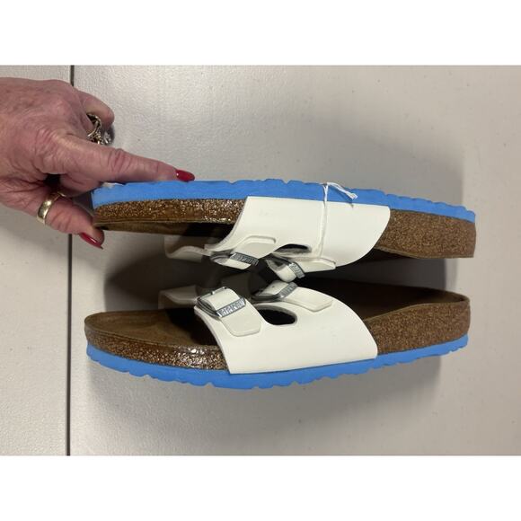 Birkenstock Ibiza White / Blue Leather Sandals Sz 11 Narrow New With Box - Picture 5 of 6
